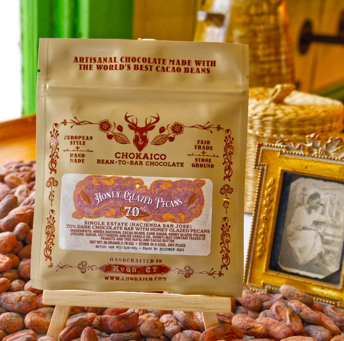 Honey Glazed Pecans with 70% Hacienda San Jose - Los Rios Province - Ecuador Dark Chocolate