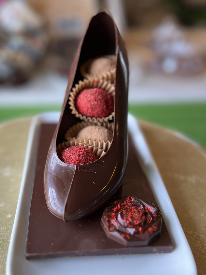 Pre-order Now! -Dark Chocolate Shoe with strawberry truffles -All vegan